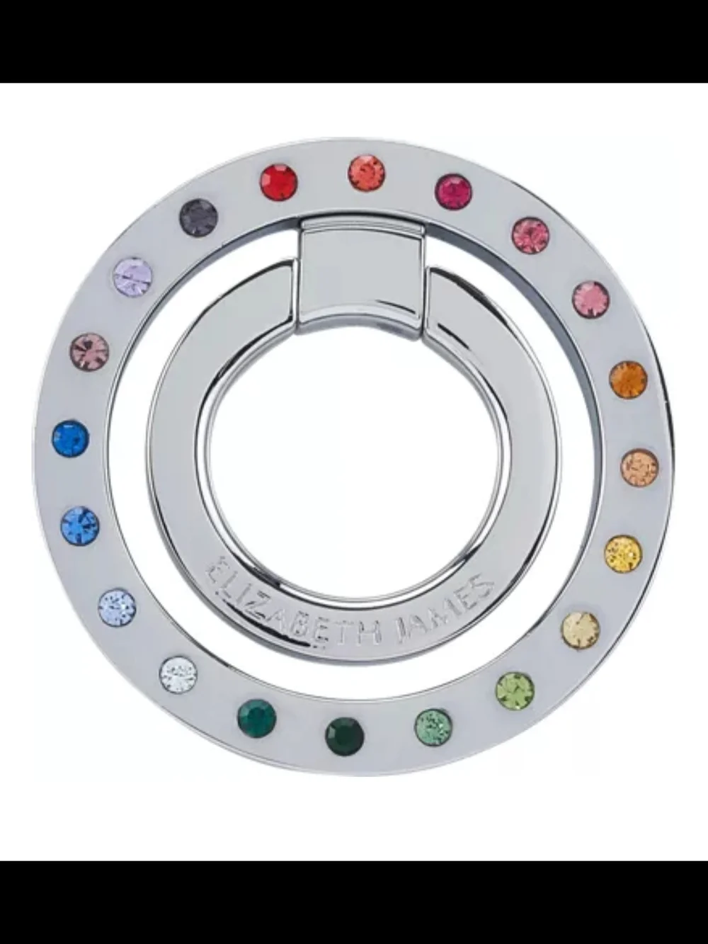 Elizabeth James Silver Multicolor Crystal Phone Ring